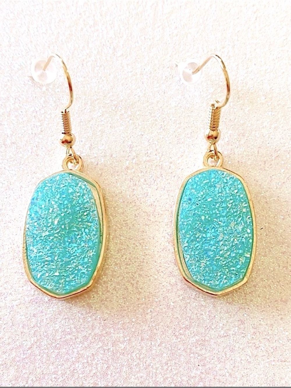 New turquoise colored sparkle earrings